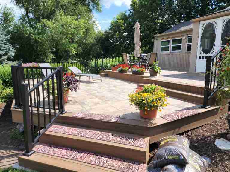 StoneDeks System used under beautiful elevated stone deck