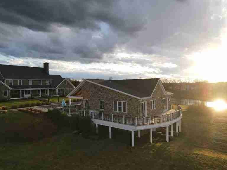 Elevated Travertine Deck Using StoneDeks System