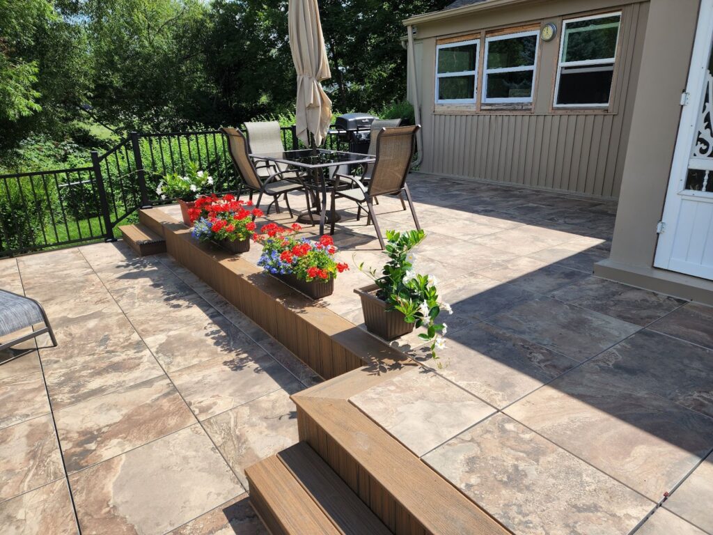 Porcelain tile deck and patio